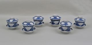 Group Six Chinese Porcelain B/W Tea Bowls