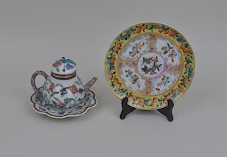 Chinese Export Porcelain Teapot, Bowl & Plate
