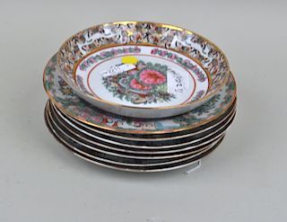 Seven Famille Rose Porcelain Plates, One Bowl