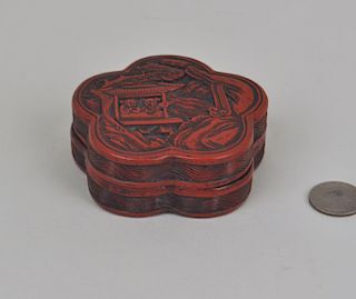 Cinnabar Lacquer Flower Form Box