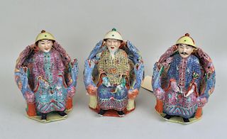 Group Three Chinese Enameled Court Figures
