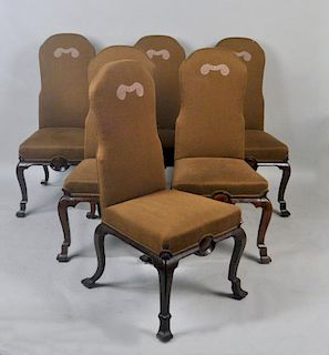 Set Six Continental Queen Anne Dining Chairs