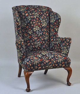 English Queen Anne Style Upholstered Wing Chair