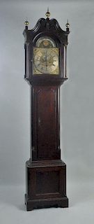 English Oak Barlow Brass Dial Tall Clock