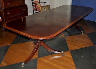 Sheraton Style Mahogany Pedestal Dining Table