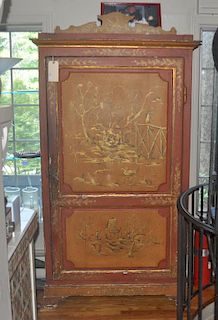 English Chinoiserie Decorated Single Door Armoire