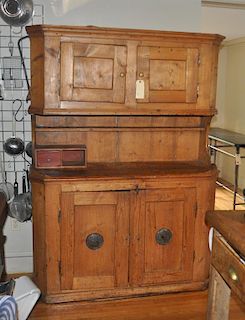 English Pine Two Part Welsh Cupboard