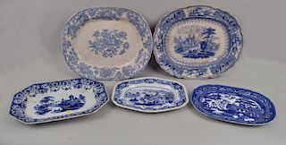Group Five English B/W Porcelain Platters