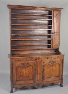 French Two Part Carved Chestnut Vaisselier