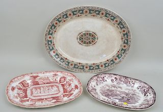 Group Three English Polychrome Porcelain Platters