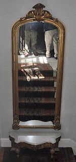 Victorian Carved/Gilt Pier Mirror/Marble Top Base