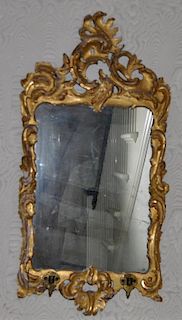 Small Continental Baroque Gilt Mirror