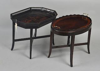 Two Antique Tray Tables On Stands