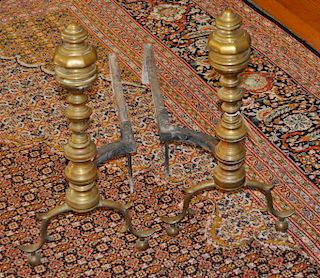 Pair Period Federal Brass Andirons
