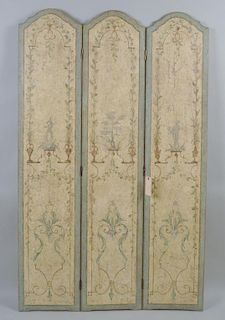 Continental Style Polychrome Three Part Screen