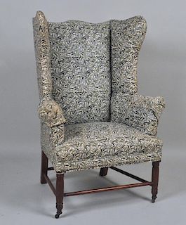 Country Sheraton Upholstered Wing Chair