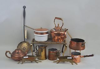 Group of Eleven Copper & Brass Kitchen Items