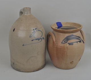 Two Decorated Stoneware Items