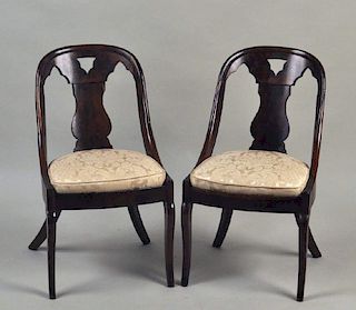 Pair American Classical Gondola Side Chairs
