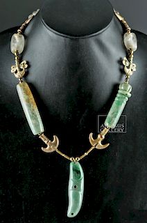 Tairona Gold & Olmec Jade Necklace w/ Pendant
