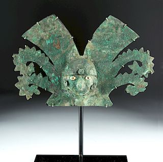 Important Moche Copper Headdress - Shell Eyes