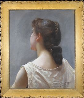 L.E. Jardon, 1891 French Portrait of a Young Girl