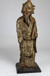 Signed, Chinese Bronze Scholar Sculpture