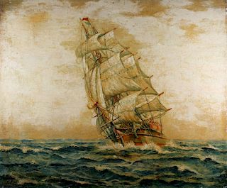 F. Falk, Antique Clipper Ship Painting