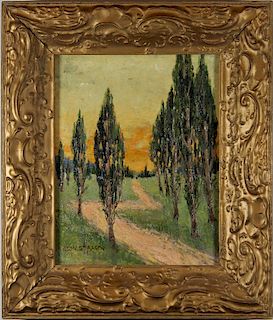 E.W. Strack, Signed Painting of Wooded Pathway