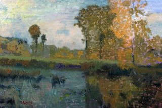 Signed, Impressionist Autumnal River Landscape
