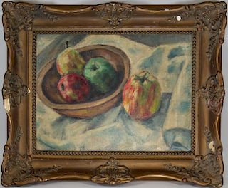 European School, Still Life Bowl of Fruit Painting