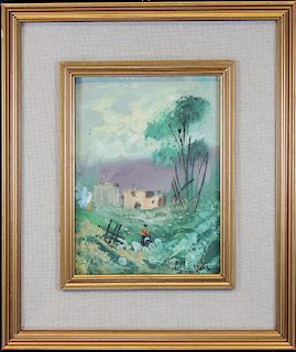 20th C. Painting of a Figure in a Landscape, Signd