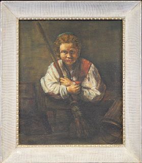 20th C. Portrait of Young Boy in Interior Setting