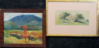 (2) American School Landscapes, Signed