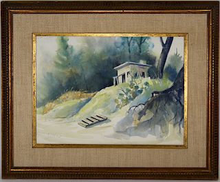Joslin, 20th C. Watercolor of House in a Landscape