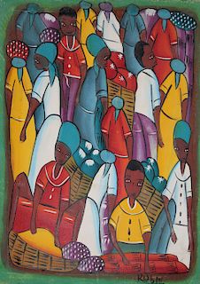 Signed, 20th C. Haitian School Figural Painting