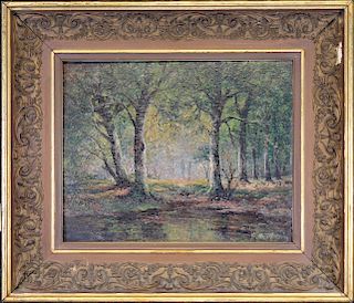 Antique Painting of a Wooded Landscape, Signed