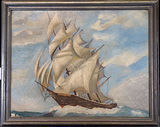 20th C. American School Painting of a Clipper Ship