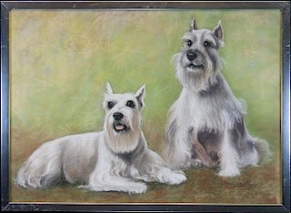 Signed 20th century Portrait of Scottish Terriers