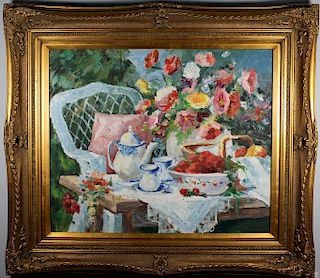 Large Contemporary Still Life, Bouquet of Flowers