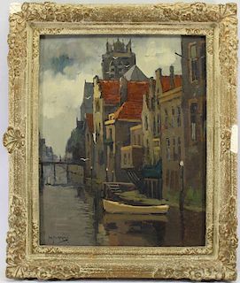Jan Korthals (1916 - 1972) Canal in Amsterdam