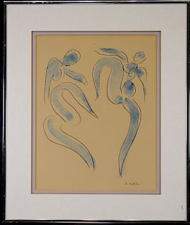 Framed Figural Abstract Print, Matisse