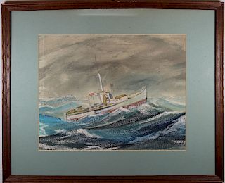 Wilkerson, Painting of Ship in Rough Seas