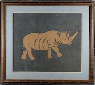 Vintage Mixed Media of a Rhinoceros