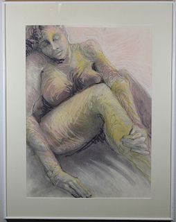 Signed, Vintage Pastel Painting of a Nude Woman