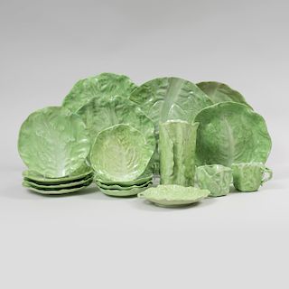 Assembled Green Glazed Porcelain 'Lettuce' Service