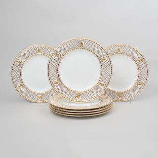 Set of Ten Wedgwood Porcelain Gilt-Decorated Dinner Plates