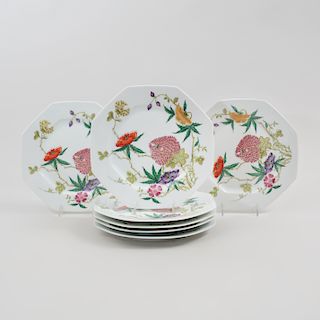 Set of Twenty Limoges Transfer Printed Porcelain Octagonal Dessert Plates 