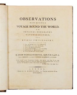 FORSTER, John Reinhold (1729-1798). Observations made during a Voyage Round the World. London, 1778. FIRST EDITION.