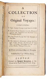 HACKE, William, editor. A Collection of Original Voyages. London, 1699. FIRST EDITION.
